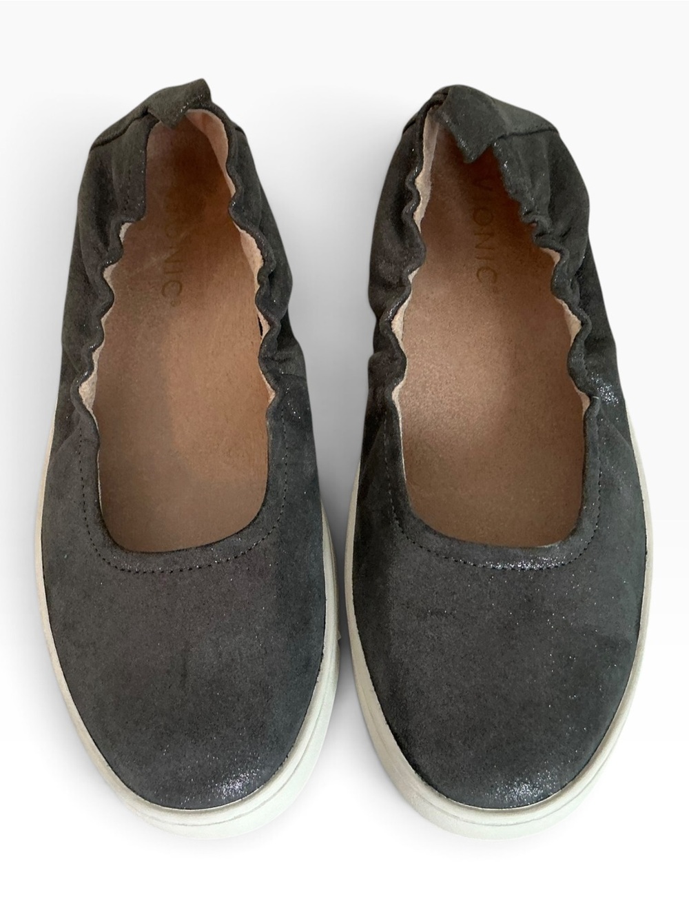 Vionic Uptown Ballet Slip-On Flats Women’s 6.5 Wide Charcoal Metallic Leather - Picture 2 of 11